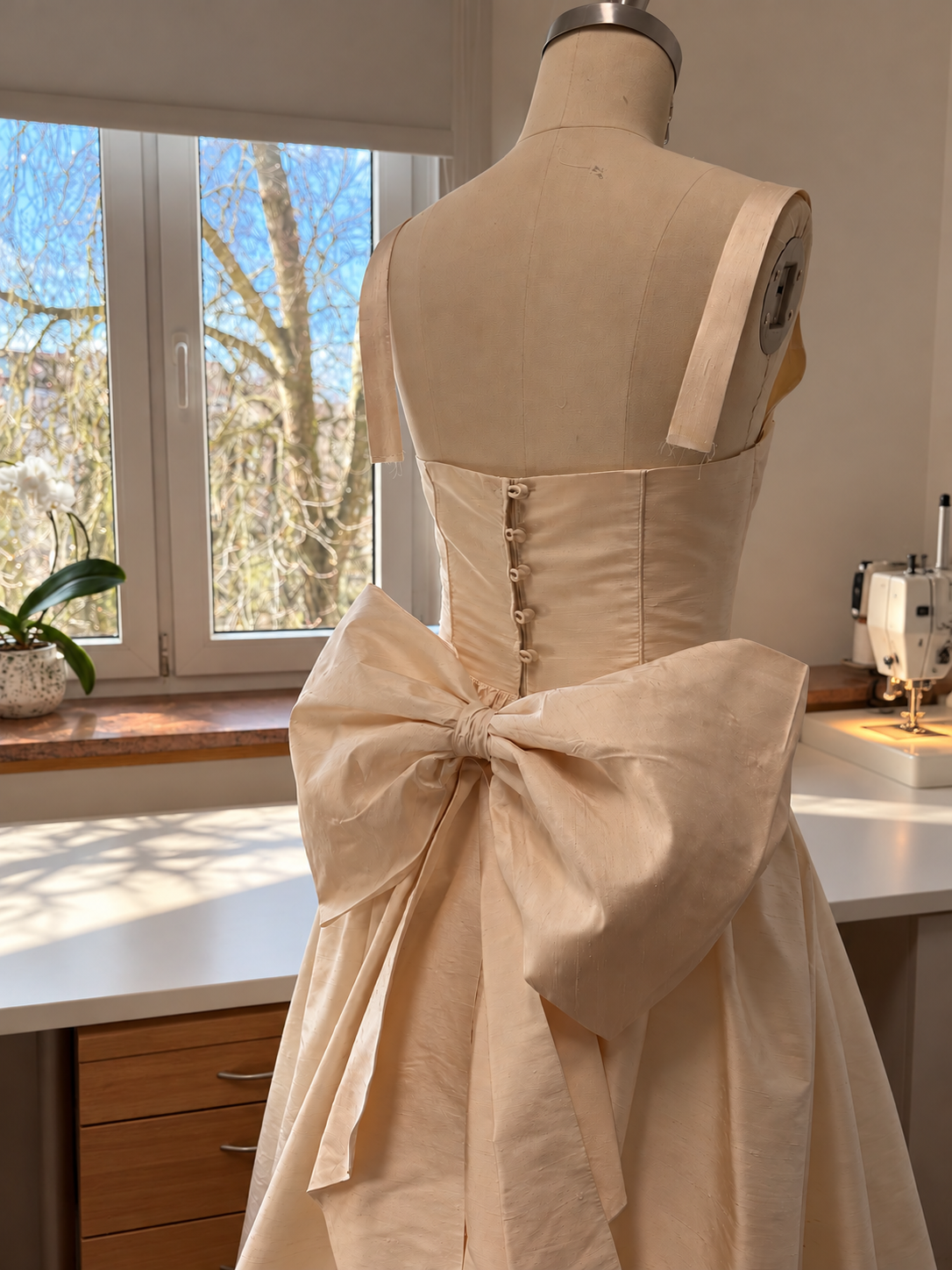 Wedding dress with large bow at the back – Atelier Jana Paulin