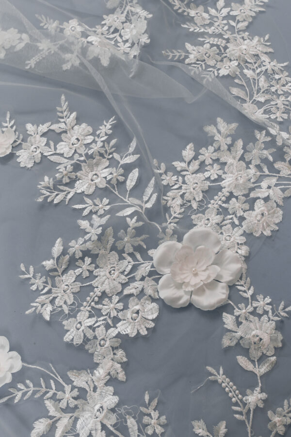 Großer Ivory Kathedralschleier 3D Spitze Extra langer Hochzeitsschleier – Bild 6