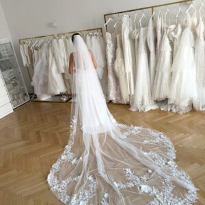 Kathedralschleier 3D Spitze Extra langer Schleier Brautschleier Ivory