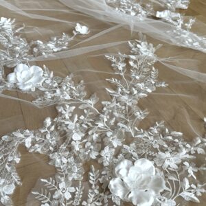 IMG_5683(1) Kathedralschleier 3D Spitze Extra langer Schleier Brautschleier Ivory