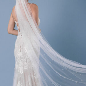 Brautschleier Perlenschleier Einlagig handgefertigt aus italienischem Tüll Ivory online kaufen günstig